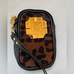 Monet Wristlet Black Fabric with Gold-tone Hardware